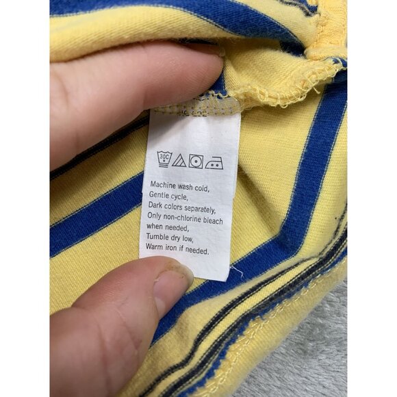 Chaps Men's Large Yellow & Blue Striped Polo Golf Grandpa Shirt 100% Cotton - Picture 4 of 9